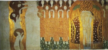 Gustave Klimt Painting - The Beethoven Frieze The Longing for Happiness Finds Repose in Poetry Gustav Klimt
